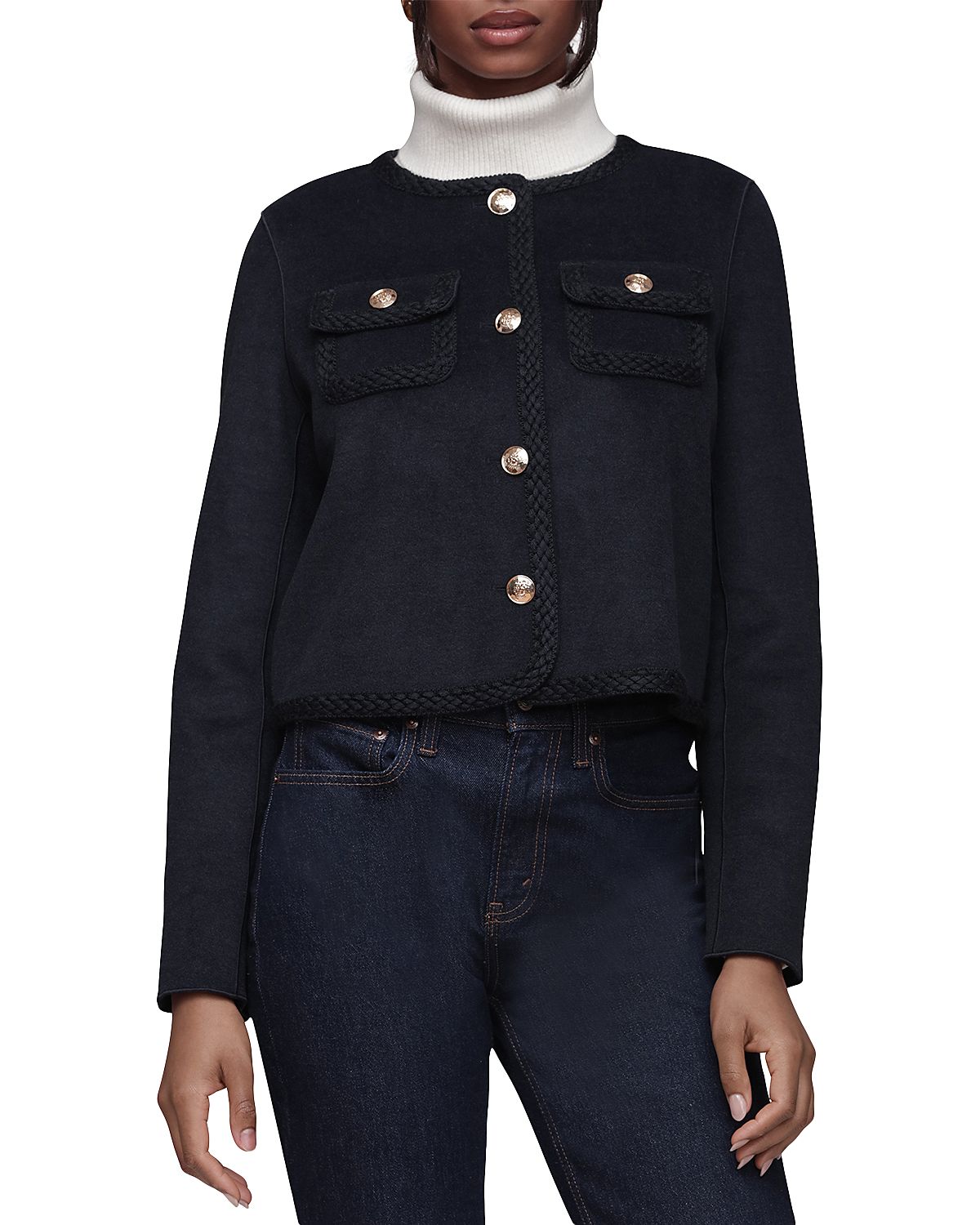 Bagatelle Cropped Jacket With Crochet Trim