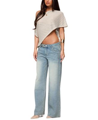 Loma Asymmetric Off Shoulder Knit Poncho