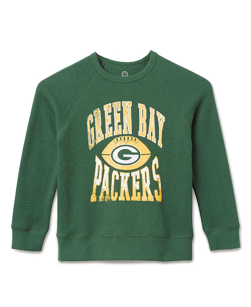 Junk Food Clothing Unisex Nfl Green Bay Packers Hot Route Raglan Fleece - Little Kid, Big Kid