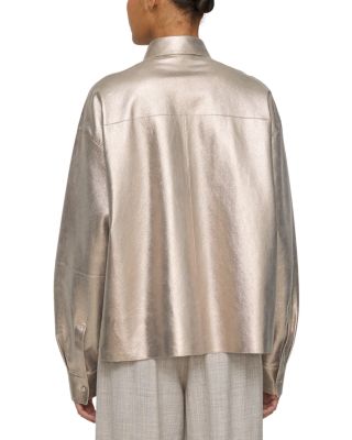 Cropped Leather Boyfriend Shirt 