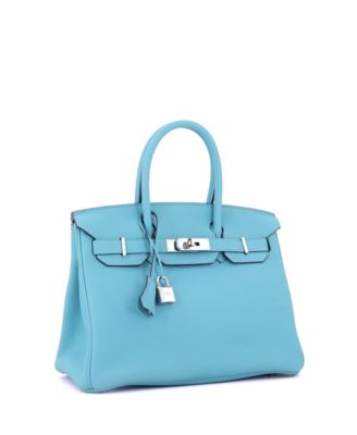 Birkin 30 Handbag Blue Togo with Palladium Hardware