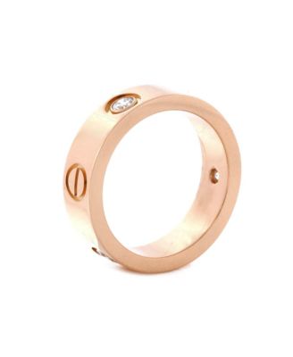  Love 3 Diamonds Band Ring 18K Rose Gold with Diamonds