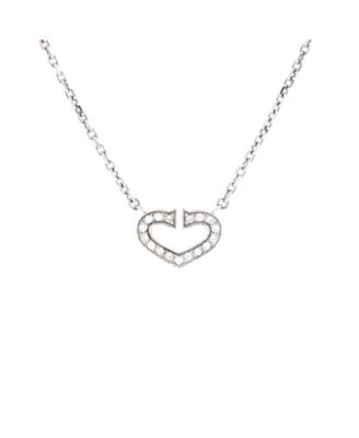  C Heart de Cartier Pendant Necklace 18K White Gold with Pave Diamonds, 16.75"
