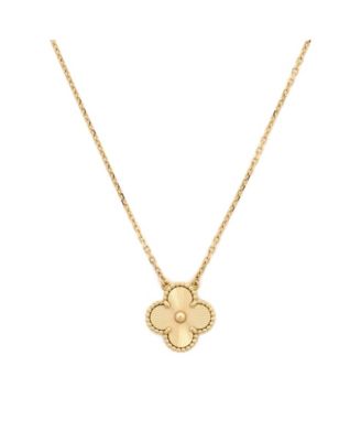  Vintage Alhambra Pendant Necklace Guilloche 18K Gold, 14.75 - 16.5"