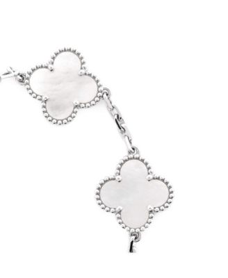  Vintage Alhambra 5 Motifs Bracelet 18K White Gold and Mother of Pearl