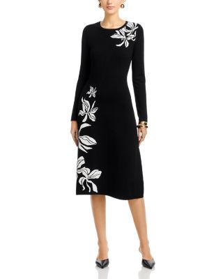 Long Sleeve Round Neck Jacquard Dress