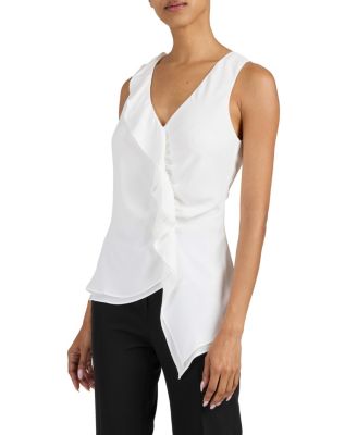  Tyra Sleeveless Top with Asymmetric Ruffles
