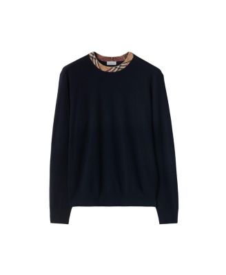 Check Trim Wool Sweater