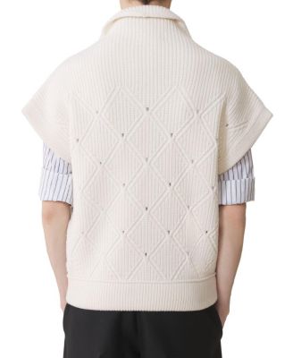  Diamond Detail Sleeveless Wool Sweater