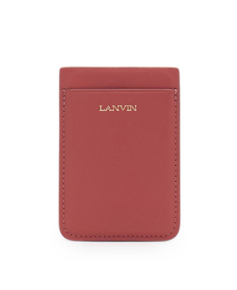 Lanvin Magnetic Leather Cardholder In Red