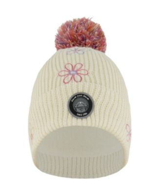Girls' Lined Knit Flowers Pompom Hat - Little Kid, Big Kid