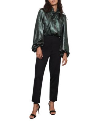  Women's Metallic Bow Blouse Top