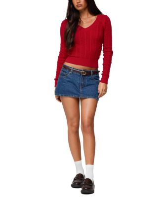 Ashlee V Neck Cable Knit Top