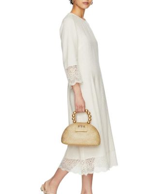  The Orla Woven Straw & Wooden Bead Statement Clutch Bag