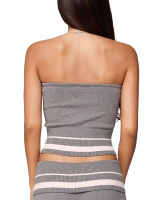 Kaliya Stripey Strapless Knit Top