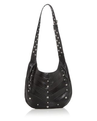 VLogo Stud Embellished Hobo Leather Shoulder Bag
