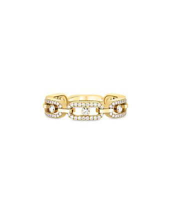 18K Gold Move Link Diamond Pavé Chain Ring, 0.43 tcw
