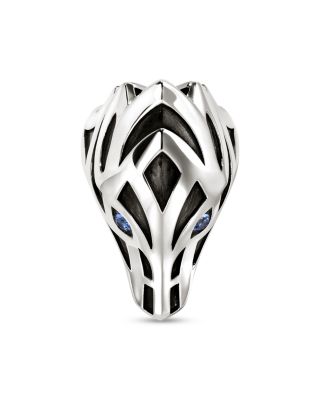 Men's Sterling Silver Naga Blue Sapphire Dragon Ring