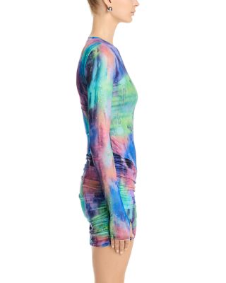 Mirza Long Sleeve Ruched Skirt Dress