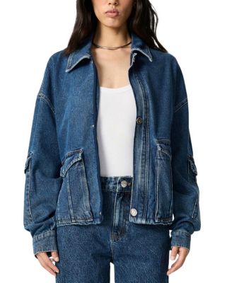  Multi Pocket Denim Jacket in Medium Blue