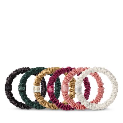 Pure Silk Skinny Scrunchies, Set of 6