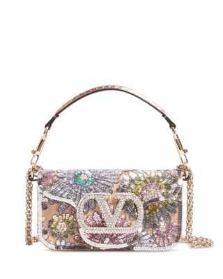 Small VLogo Sequined Shoulder Bag