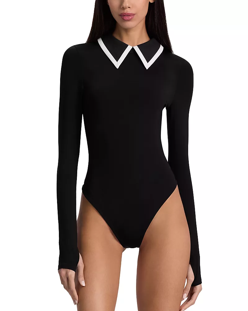 Alice and Olivia Keenan Long Sleeve Polo Bodysuit