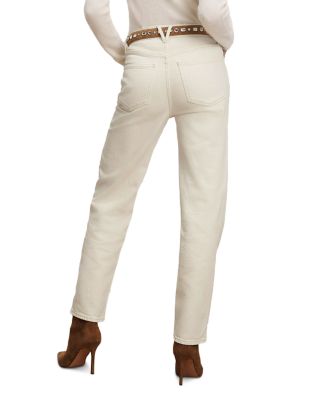 Leah Mid Rise Straight Jeans in Ecru