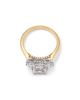 Luxe Collection Certified Lab Grown Diamond 3 Stone Engagement Ring in 18K Yellow Gold, 3.85 tcw
