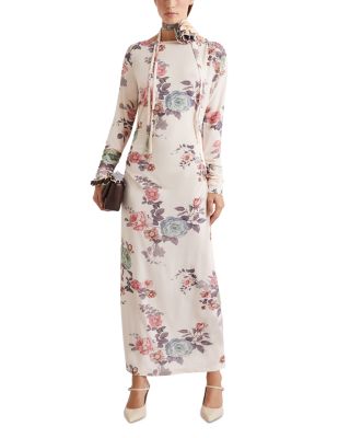 Rosette Neck Maxi Dress