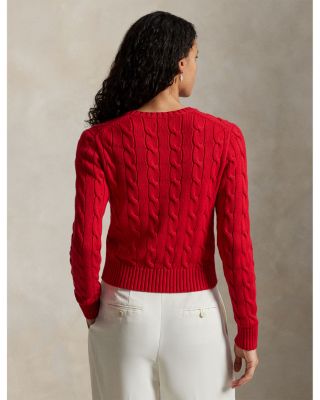 Flag Cable Knit Cropped Sweater