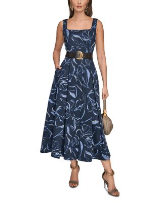 Belted Square Neck Dress