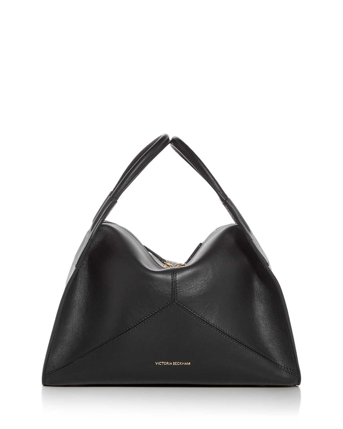 Victoria Beckham Victoria Plie Medium Leather Top Handle Bag in Black