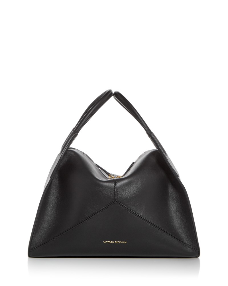 Victoria Beckham Victoria Plie Medium Leather Top Handle Bag in Black