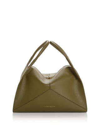 Victoria Pli&eacute; Medium Leather Top Handle Bag