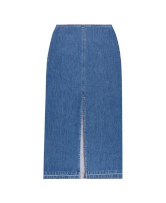Denim Split Front Maxi Skirt