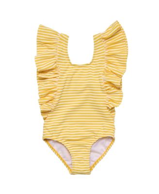 Girls' Sunshine Stripe Wide Frill Swimsuit - Little Kid