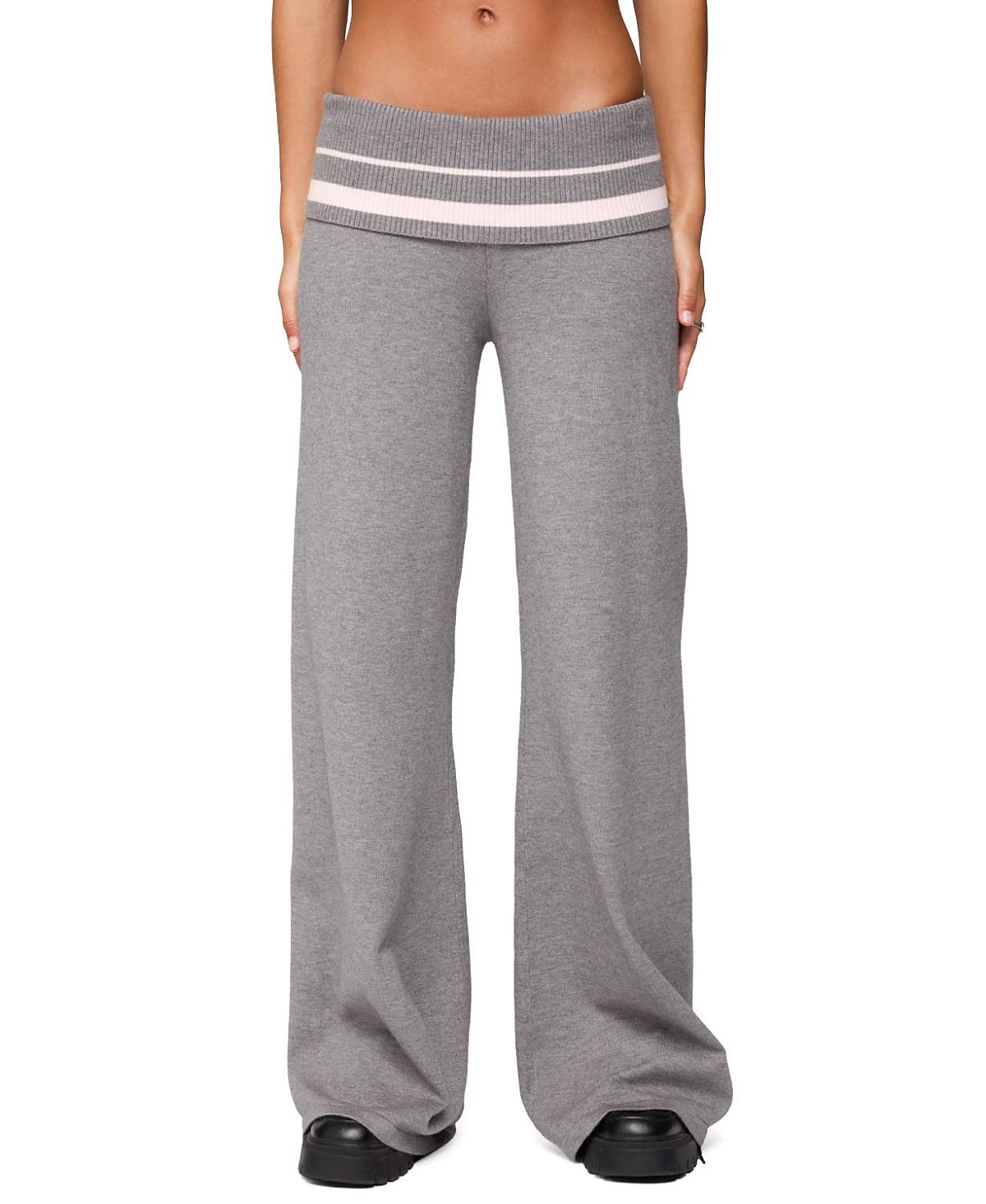 Edikted Kaliya Stripey Fold Over Knit Pants
