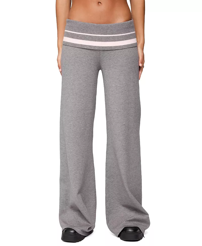 Edikted Kaliya Stripey Fold Over Knit Pants