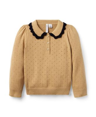 Girls' Pointelle Crochet Collar Sweater - Baby, Little Kid, Big Kid