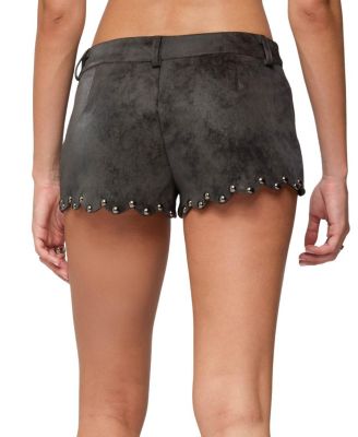 Zarina Studded Faux Suede Shorts