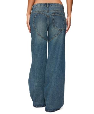  Heartly Low Rise Baggy Jeans in Blue Washed