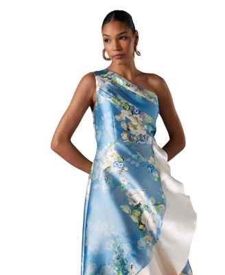 One Shoulder Ruffle Midi Dress