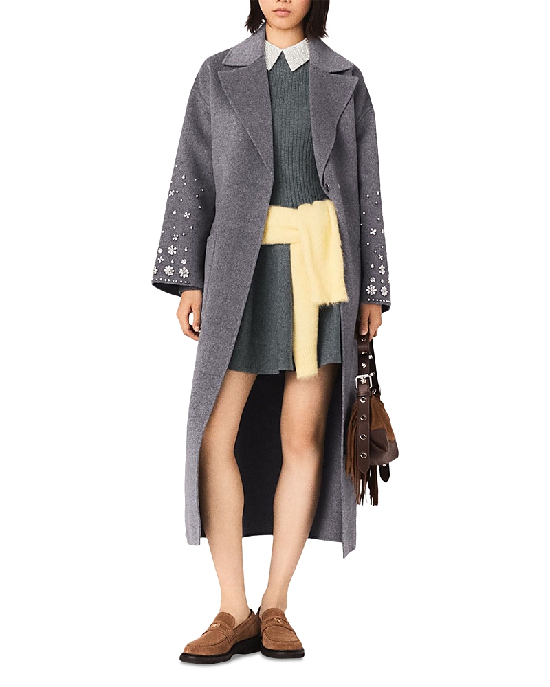 Maje Double Faced Rhinestone Coat