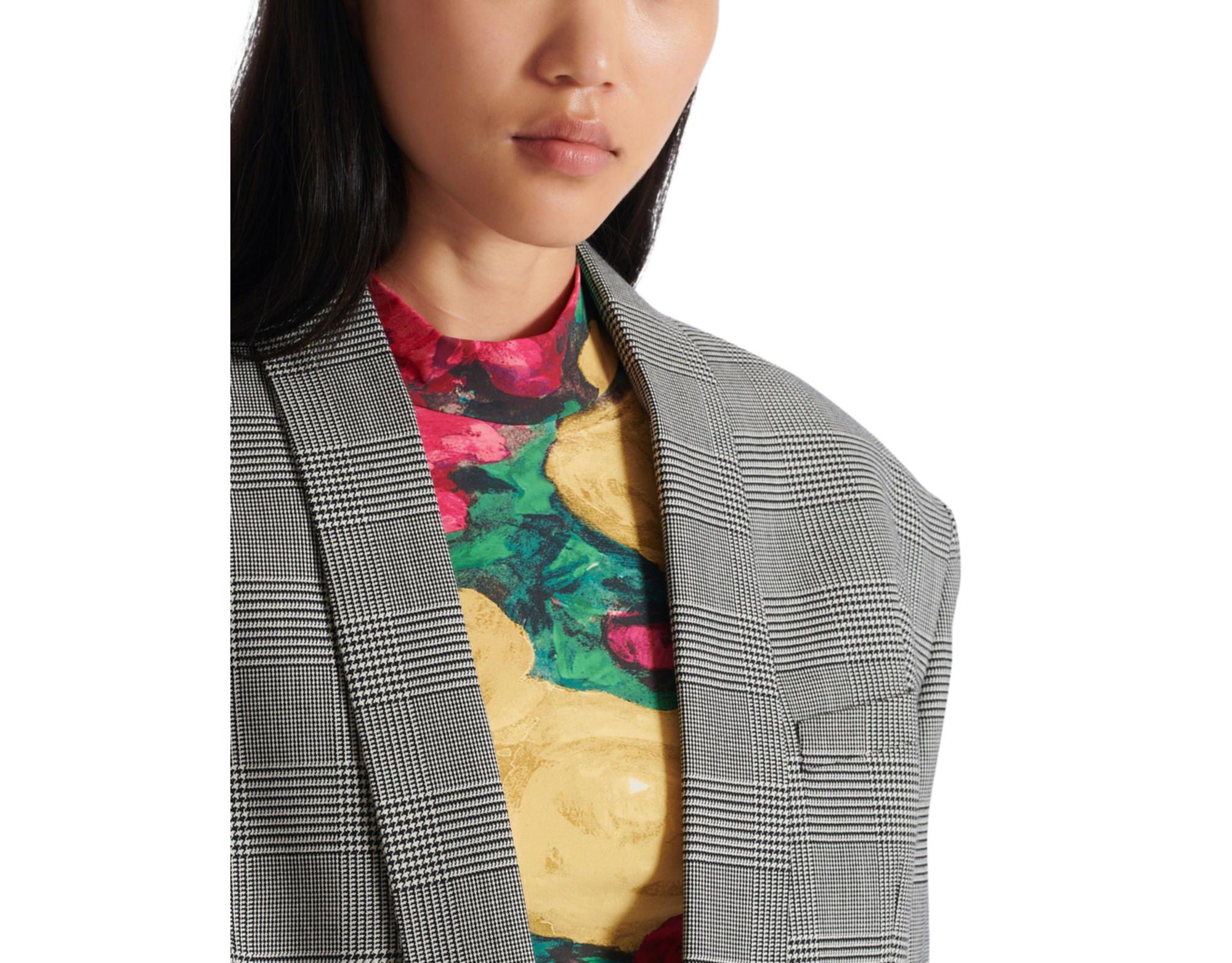 Cropped Jacket in Prince of Wales Jacquard — Image 5