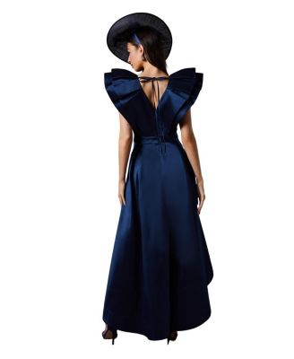 Frill Sleeve V-Neck Midi Dress