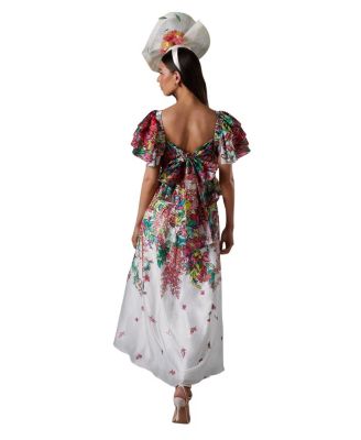 Lisa Tie Back Ruffle Peplum Dress