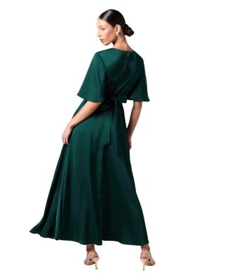 Wrap Satin Maxi Bridesmaids Dress