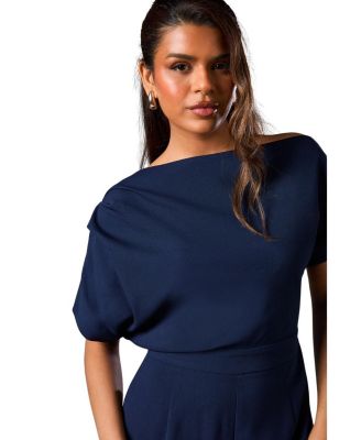 Petite Pleat Off The Shoulder Jumpsuit