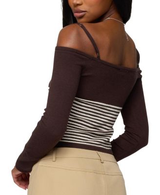 Darya Striped Off Shoulder Knit Top